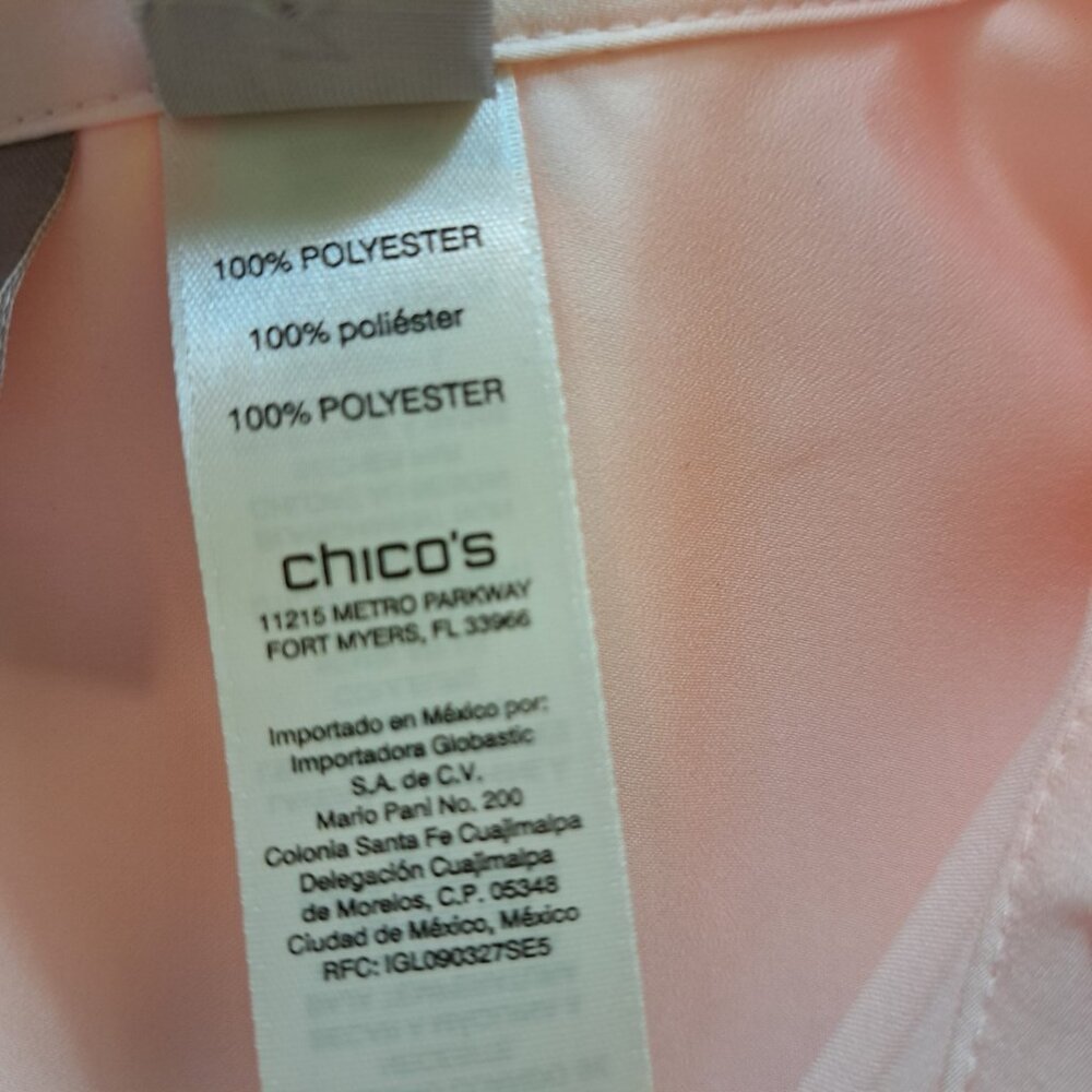 Chico's Peach Casual Button Up Shirt Size 3 - Picture 9 of 12